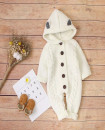 White 3M-24M Three Dimensional Small Ear Hooded Knitted Baby Romper